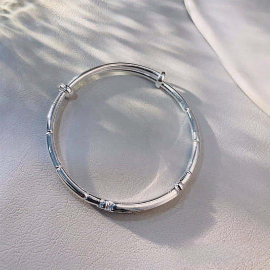 Fashionable Shiny Peace Bamboo Sterling Silver Bracelet