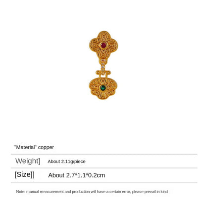 102-Chinese style retro four-leaf clover zircon earrings