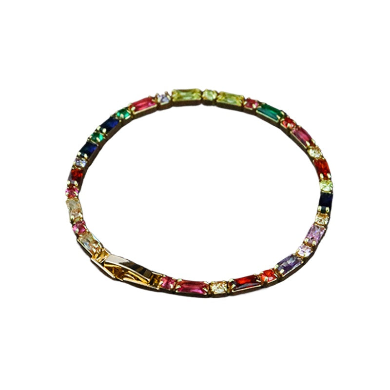 118-Simple retro personality colorful zircon bracelet