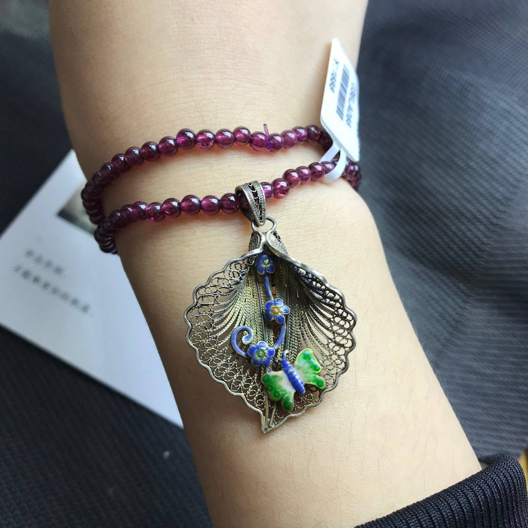 Garnet Ginkgo Leaf Bracelet