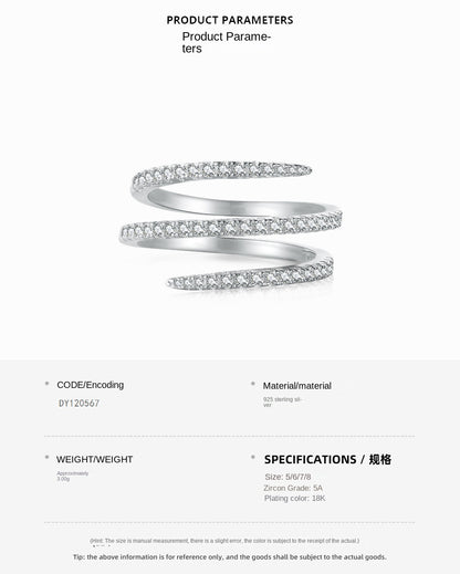 Fashionable and personalized spiral full diamond ring