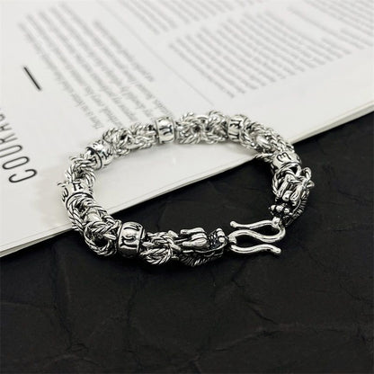 Personalized trendy dragon head sterling silver interlocking bracelet