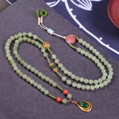 Fashion natural yellow mouth Hetian jade necklace