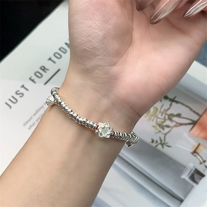 Chinese style peace and joy sterling silver wrap braided bracelet