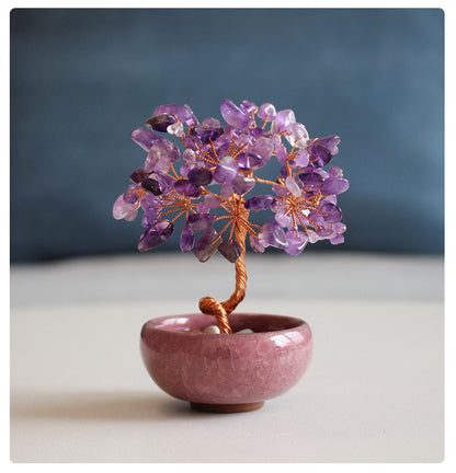 Natural pink crystal peach tree ornaments