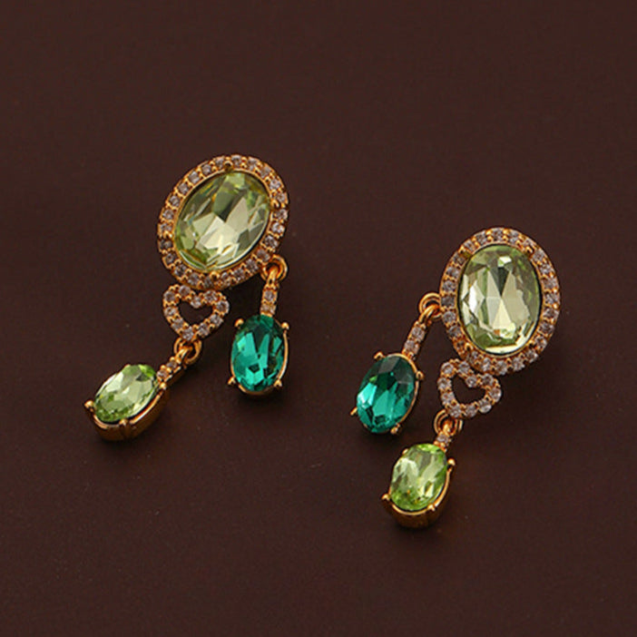 78-High-grade exquisite green zircon heart earrings