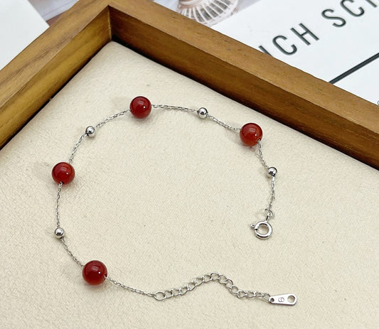 Fashion natural agate sterling silver bracelet