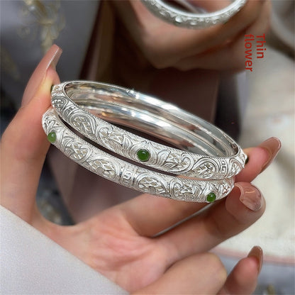 chinoiserie hollow pattern sterling silver bracelet