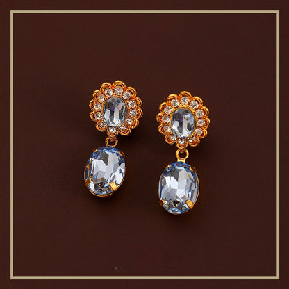 103-Temperament retro exquisite zircon water drop flower earrings