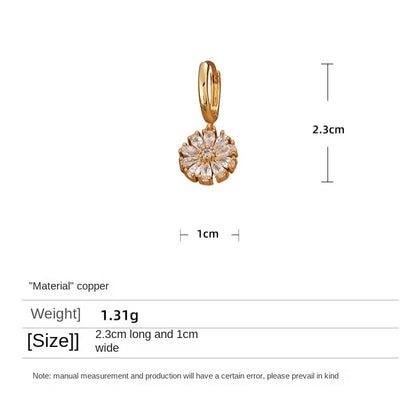 117-Simple and fashionable zircon flower earrings