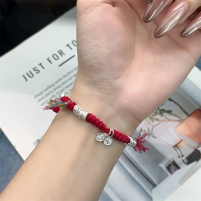 New Chinese style sterling silver happy brand braided bracelet