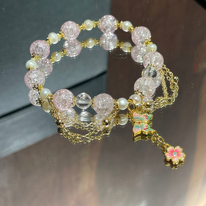 Pink glass bracelet