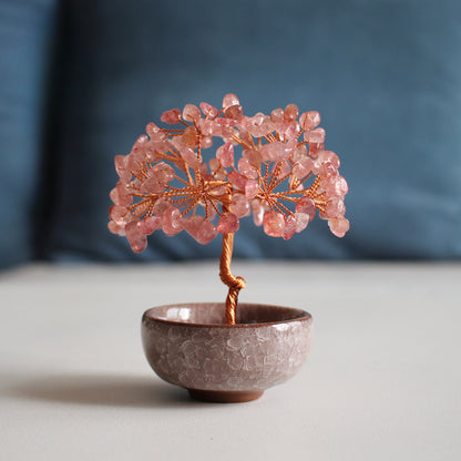 Natural pink crystal peach tree ornaments