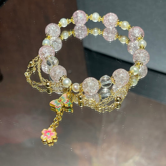 Pink glass bracelet