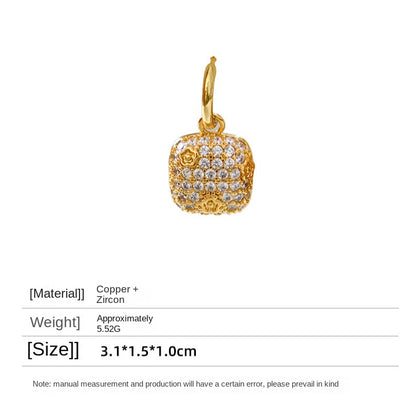 86-Simple high-grade zircon oil-drop pattern zircon earrings