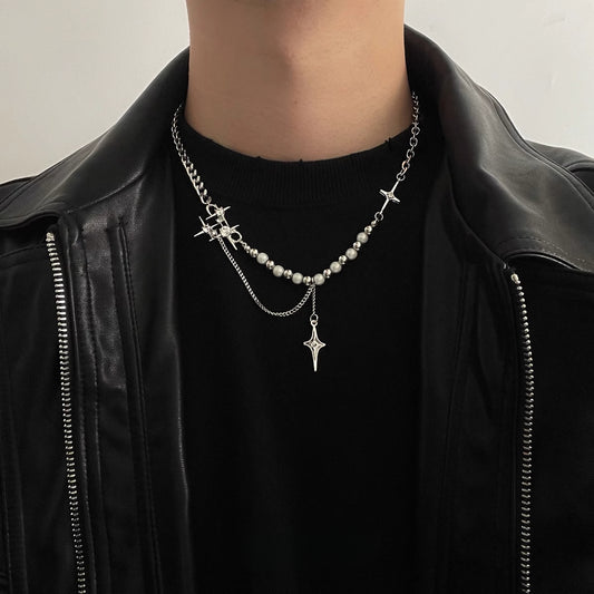 Hip Hop Star Reflective Pearl Necklace