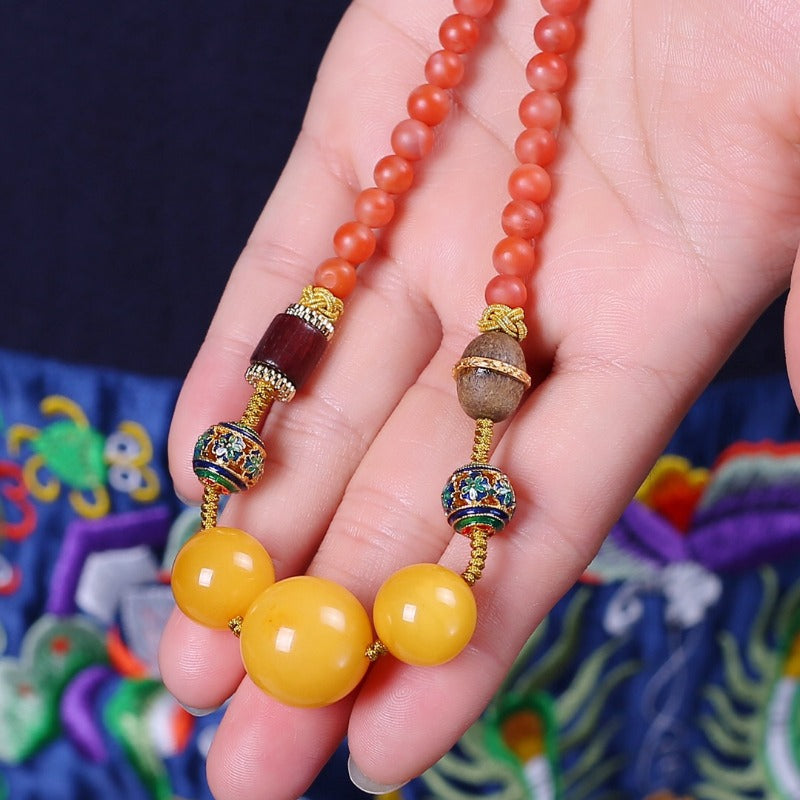 Chinese style beeswax red necklace