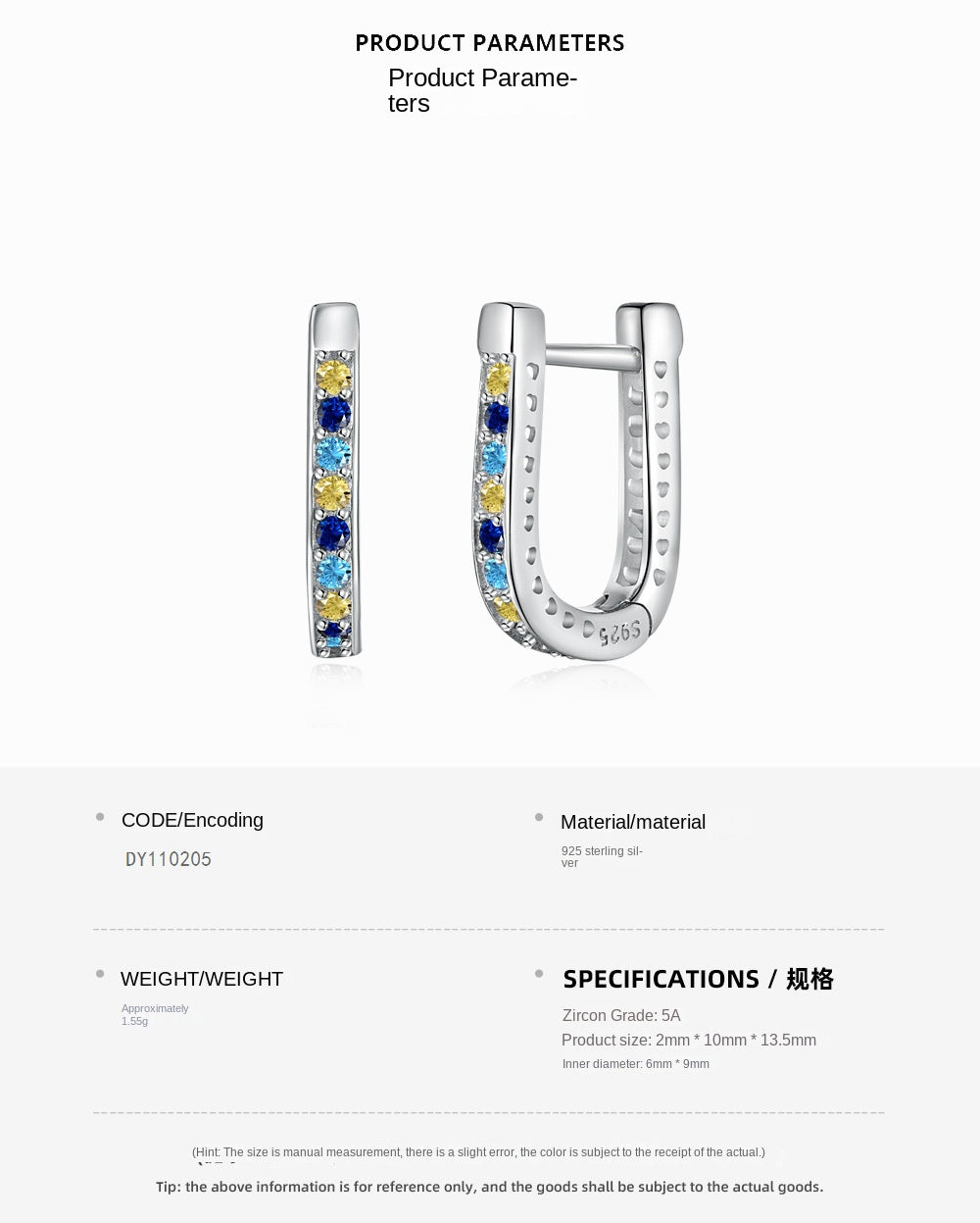 High-end design U-shaped earrings