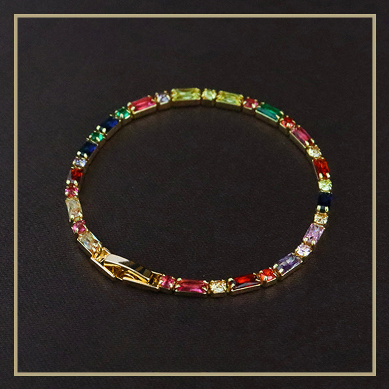 118-Simple retro personality colorful zircon bracelet