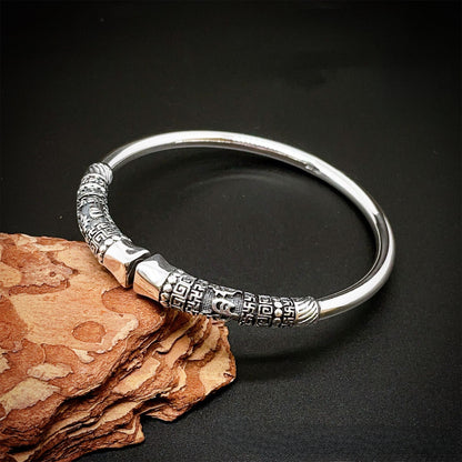 Chinese style golden hoop sterling silver bracelet