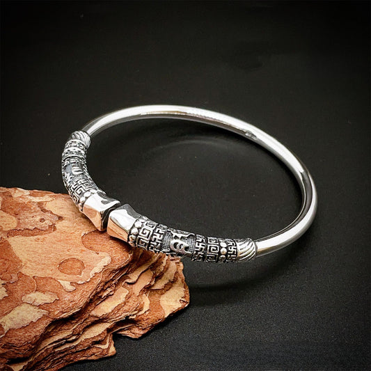 Chinese style golden hoop sterling silver bracelet