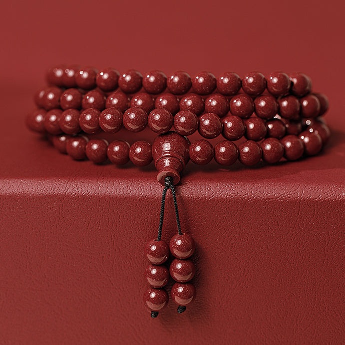 Chinese cinnabar 108 beads rosary bracelet