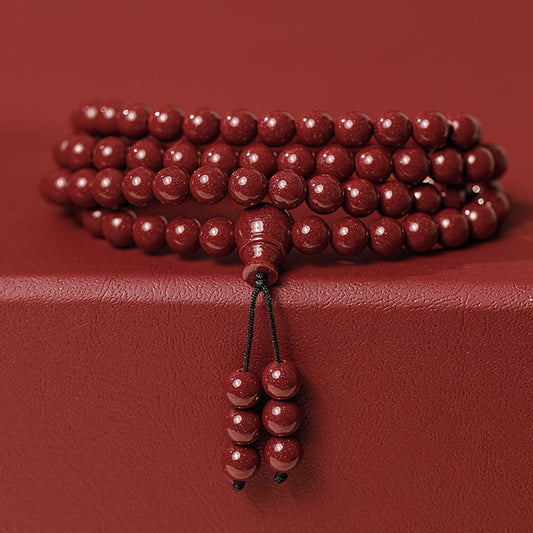 Chinese cinnabar 108 beads rosary bracelet