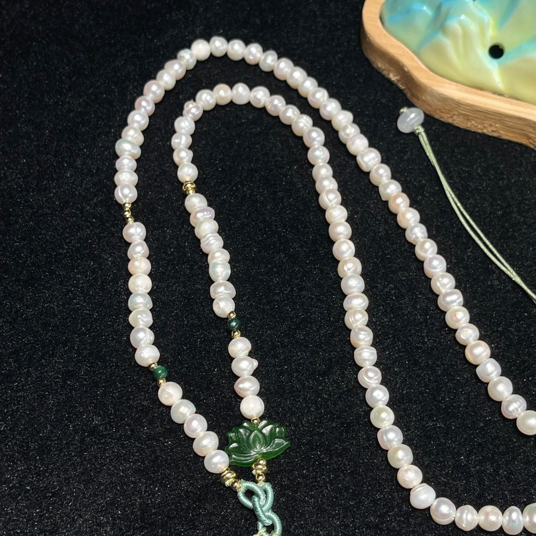 Chinese style freshwater pearl jadeite necklace