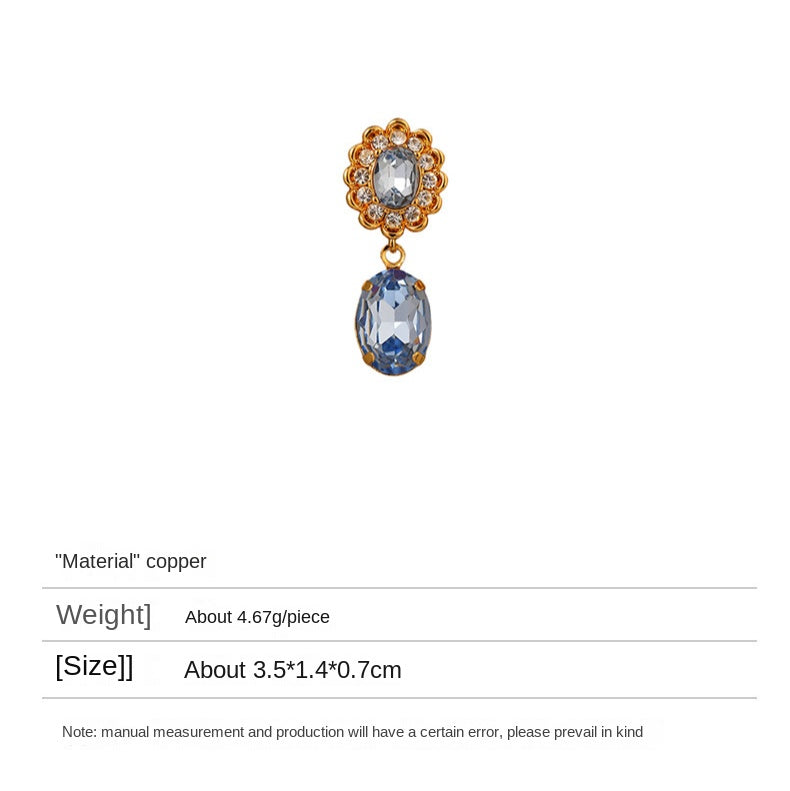 103-Temperament retro exquisite zircon water drop flower earrings