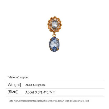 103-Temperament retro exquisite zircon water drop flower earrings