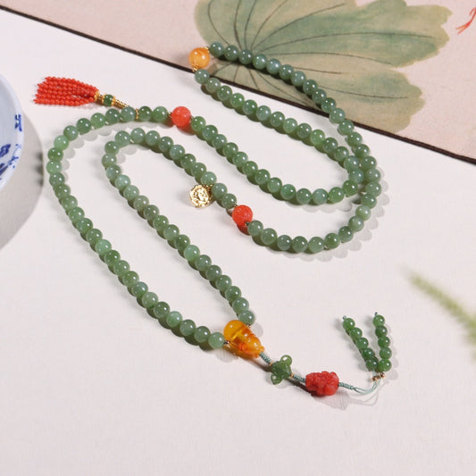 Chinese style jasper 108 beads necklace