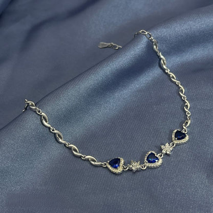 Elegant Heart-Shaped Spinel Sterling Silver Bracelet