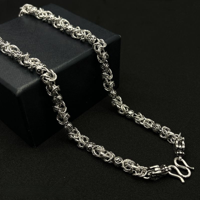 Personalized trendy sterling silver dragon head interlocking necklace