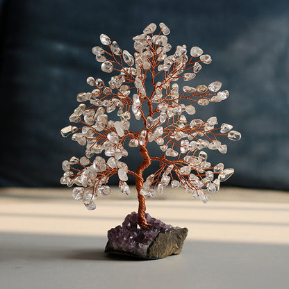 Natural pink crystal tree pink crystal tree ornaments