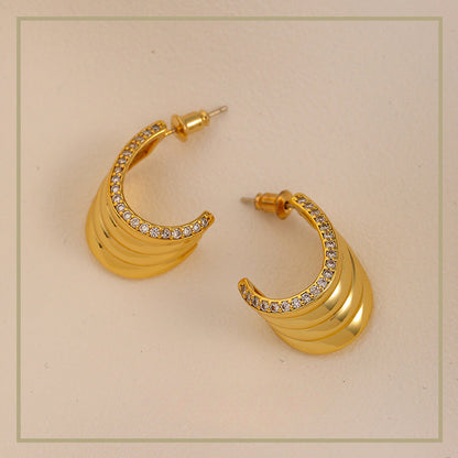 106-High-end fashion geometric zircon earrings