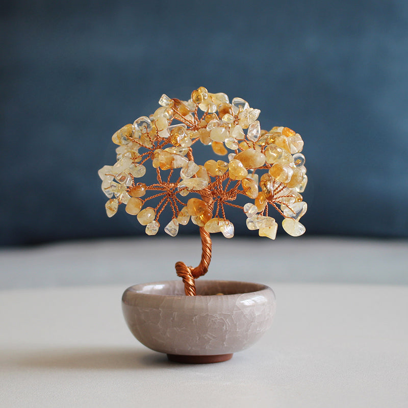 Natural pink crystal peach tree ornaments