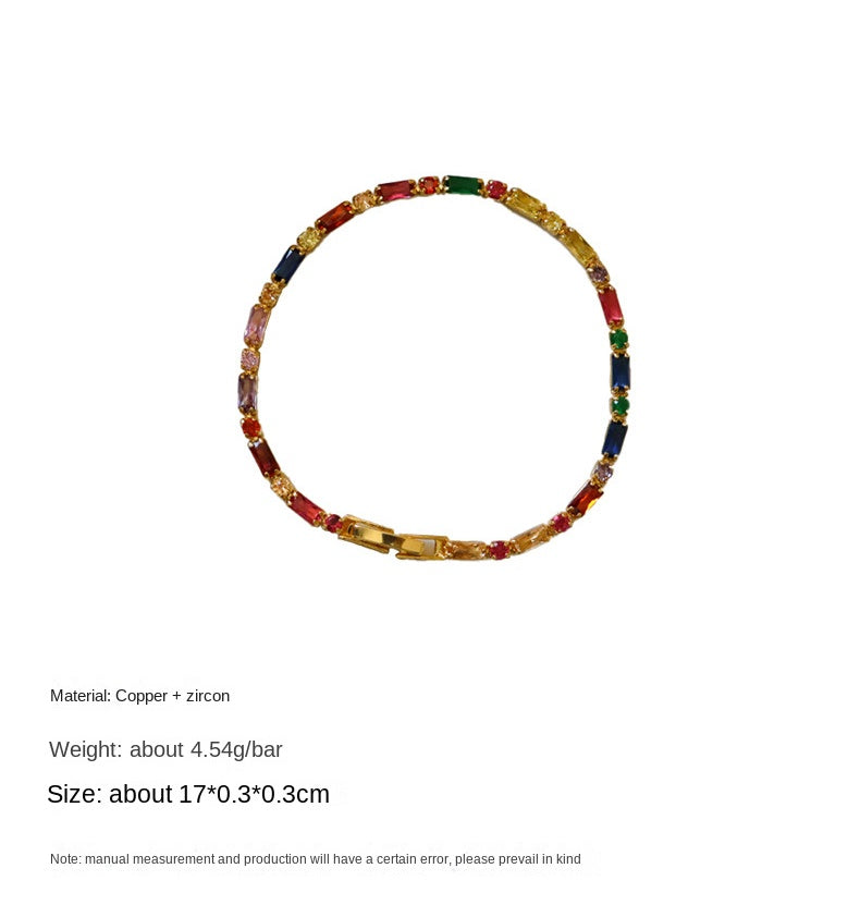 118-Simple retro personality colorful zircon bracelet