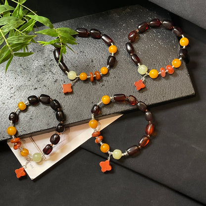 Blood amber beeswax bracelet