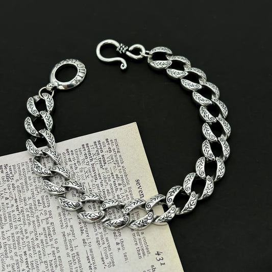 Fashion Vintage Sterling Silver Cuban Bracelet