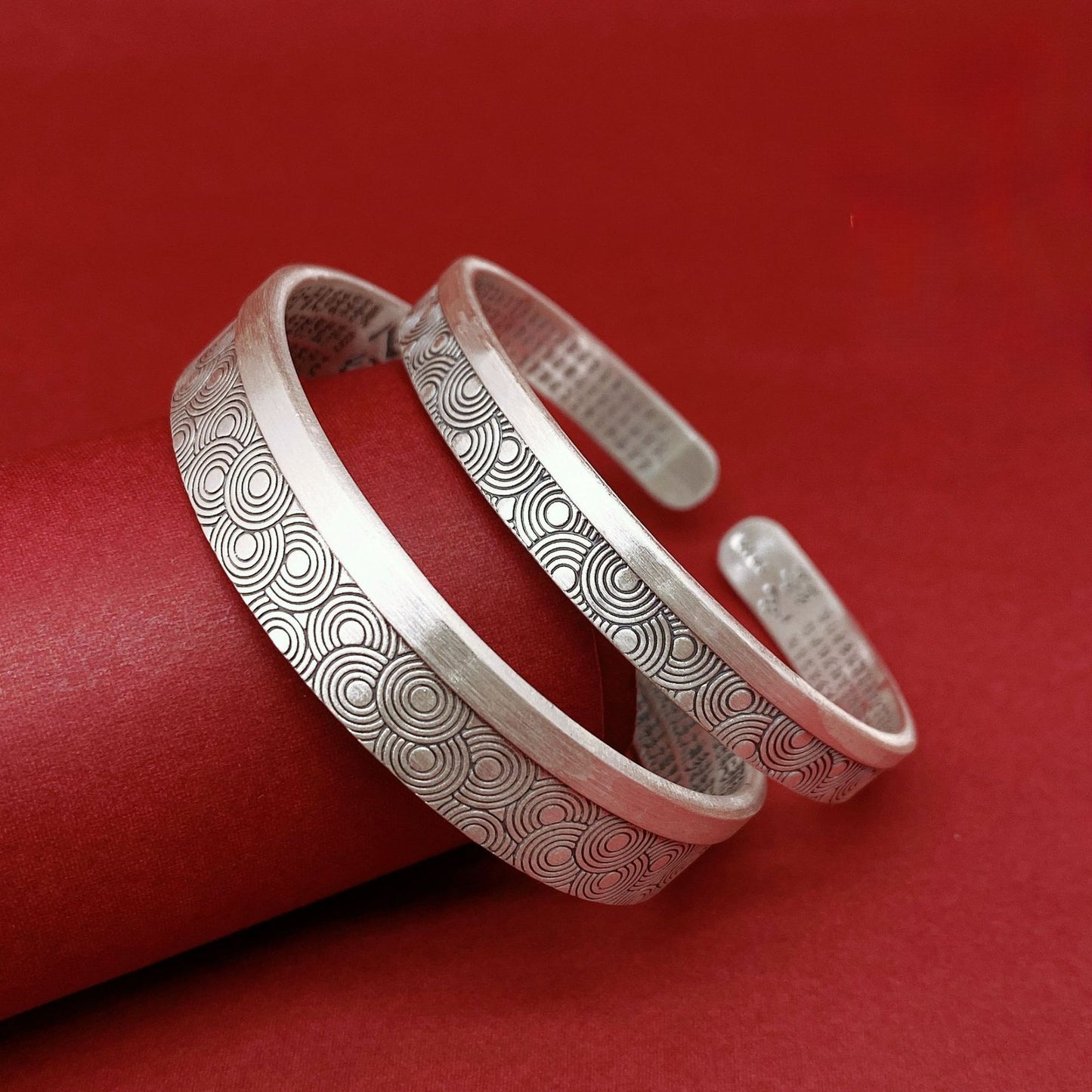 Chinese Scripture Silver Bracelet for Couples