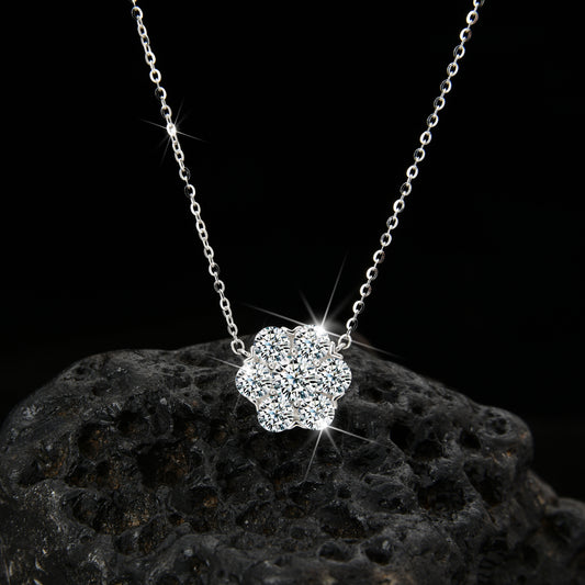 Elegant Design Cubic Zirconia Petal Shape Pendant Necklace