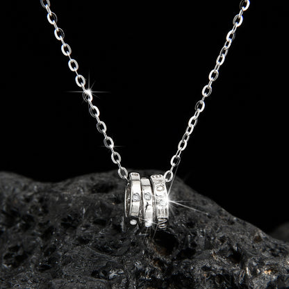 High-end luxury design diamond three-ring necklace