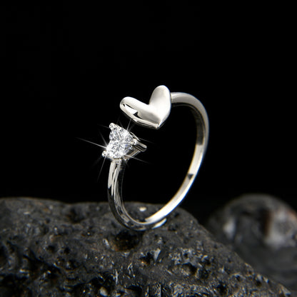 Girls Fashion Elegant Heart Open Ring