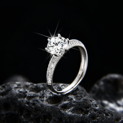 Luxury Half Wall Six Claw Zircon Ring