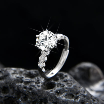 Fashion design beehive nest single grain cubic zirconia ring