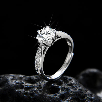 Noble design half circle exquisite zircon ring