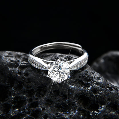 Noble design half circle exquisite zircon ring