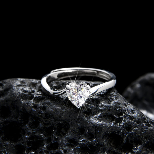 Elegant Heart Shape Cubic Zirconia Open Ring