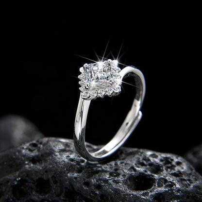 Rose Nebula Princess Square Zirconia Ring