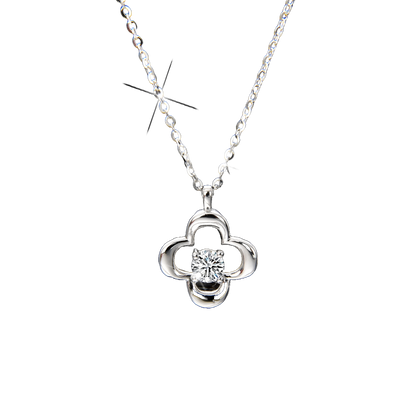 Hollow Four-Leaf Clover Zircon Pendant Necklace